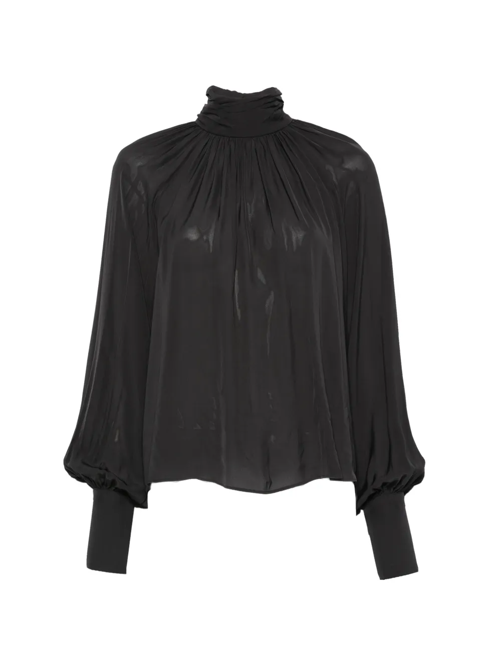 ANINE BING Anne gathered high-neck blouse - Nero