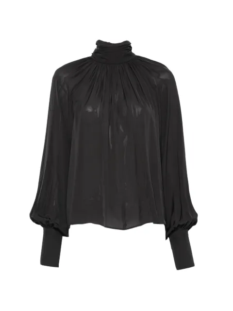 ANINE BING Anne gathered high-neck blouse