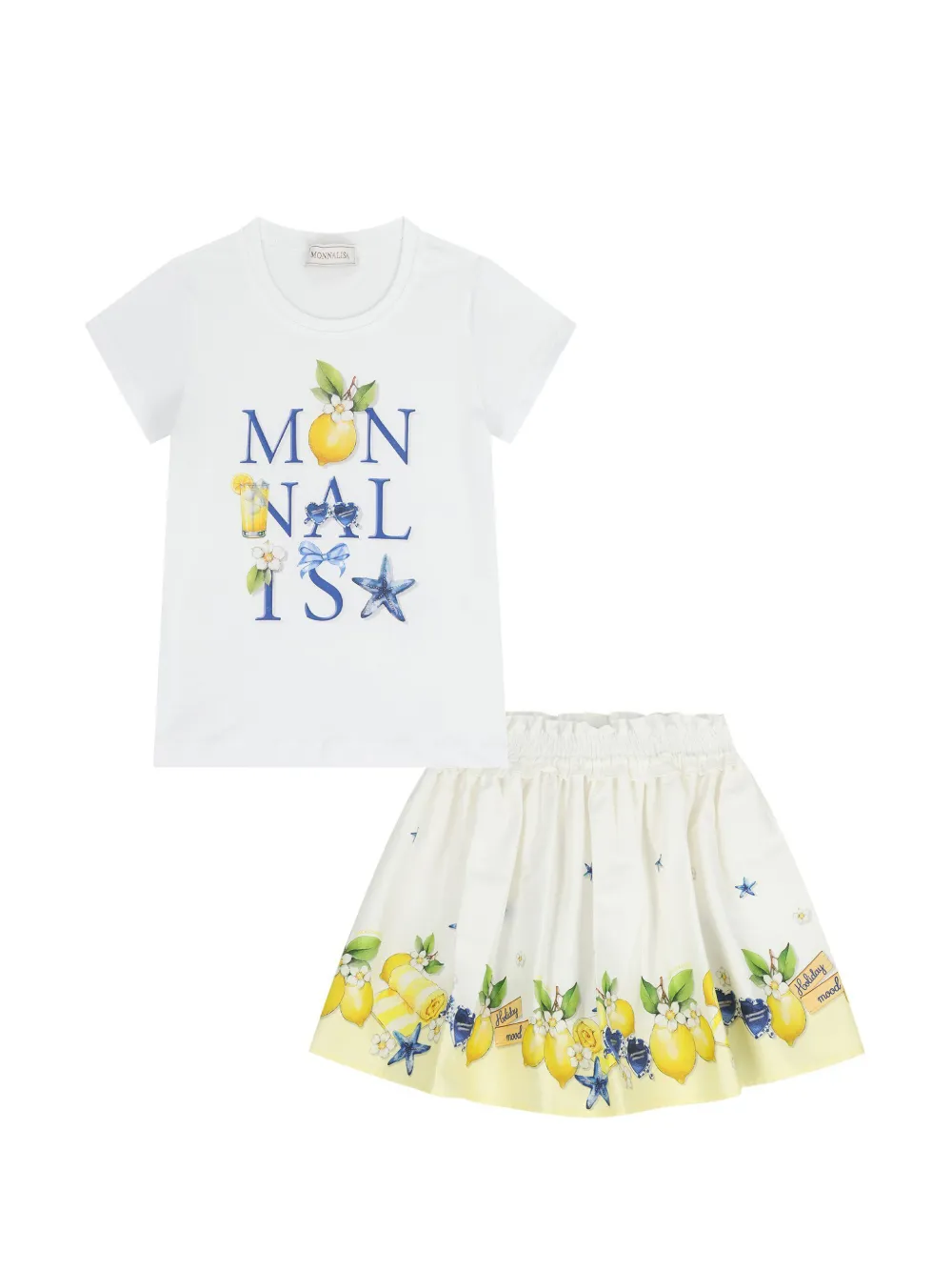 Monnalisa Gonna a fiori (2 pezzi) - Bianco