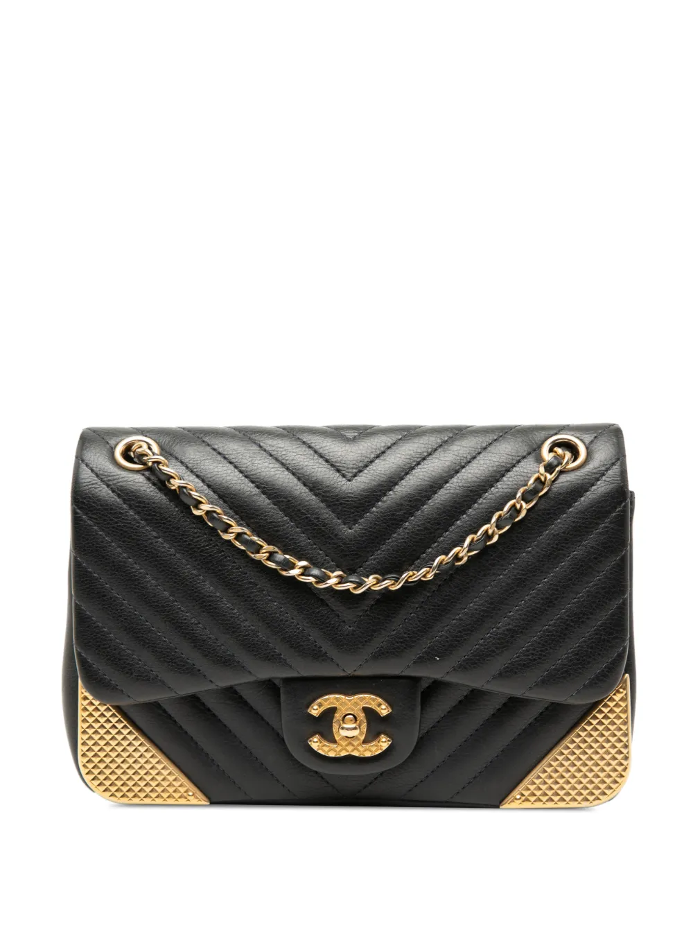 CHANEL Pre-Owned 2018 Mini Chevron Calfskin Rock The Corner Flap shoulder bag - Nero