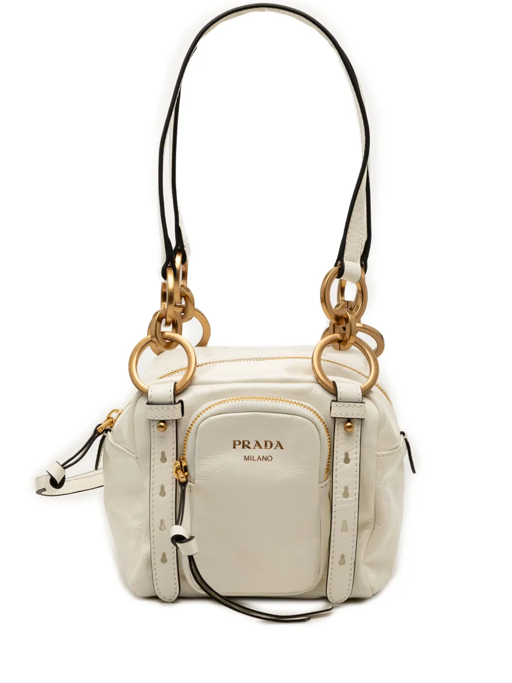 Prada Pre-Owned 2013-2025 Mini Soft Calfskin Dangle Top Handle Bag shoulder bag - Bianco