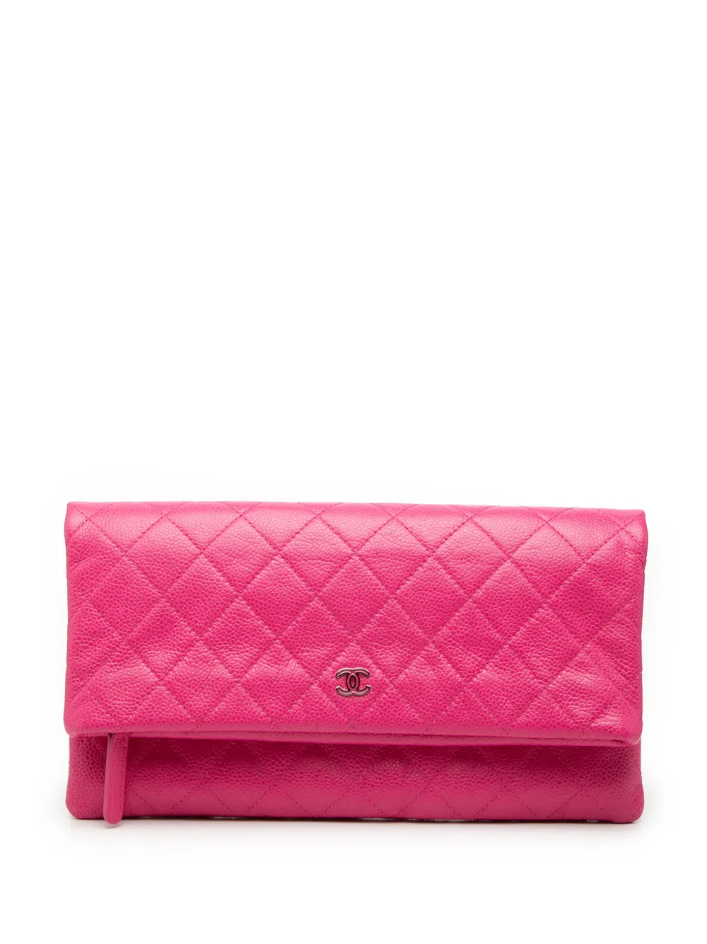CHANEL Pre-Owned 2014-2015 Quilted Caviar CC Beauty Foldover clutch bag - Rosa