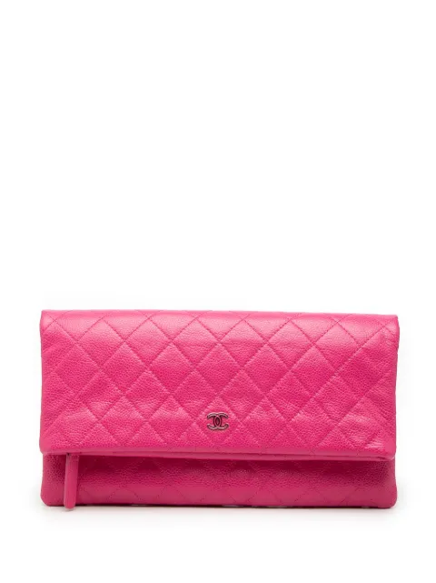 CHANEL Pre-Owned 2014-2015 Quilted Caviar CC Beauty Foldover clutch bag