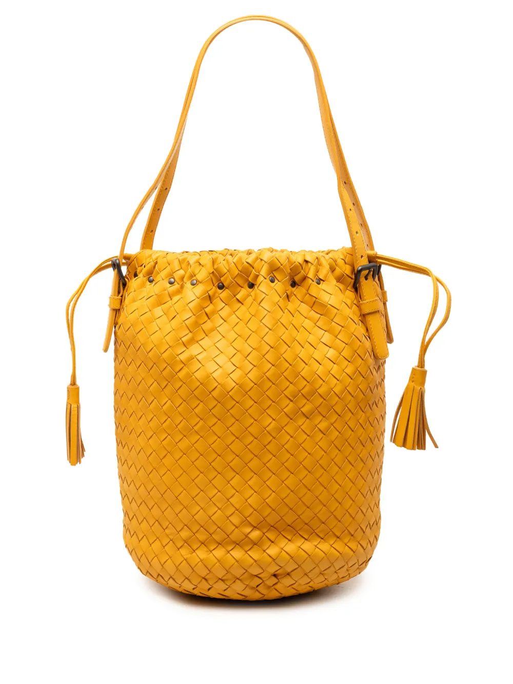 Bottega Veneta Pre-Owned 2012-2025 Nappa Intrecciato Drawstring bucket bag - Arancione
