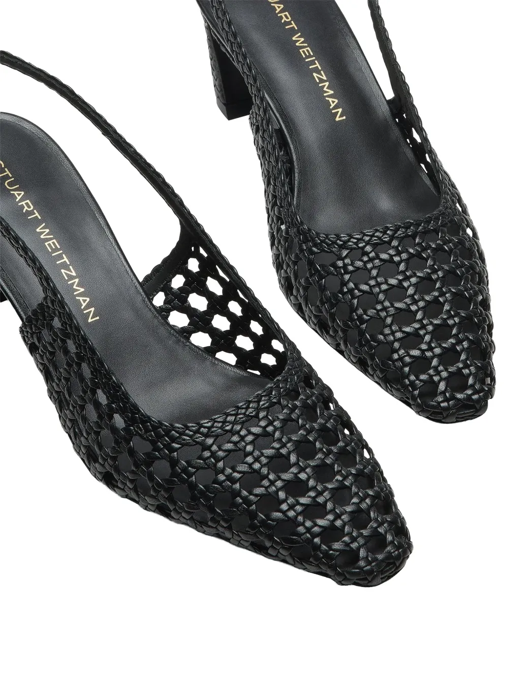 Stuart Weitzman Stassi geweven slingback pumps Zwart