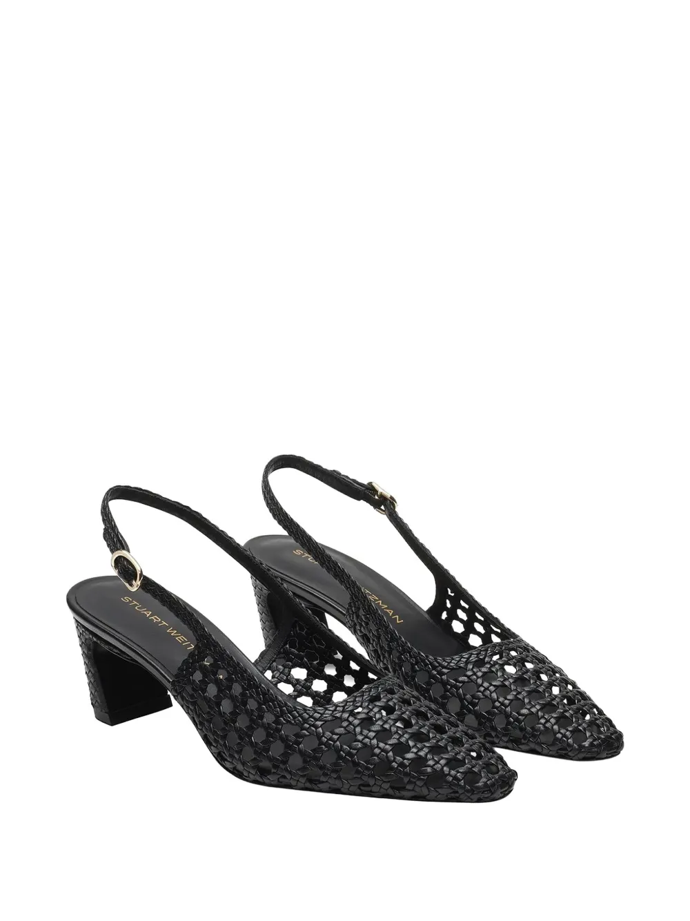 Stuart Weitzman Stassi geweven slingback pumps Zwart