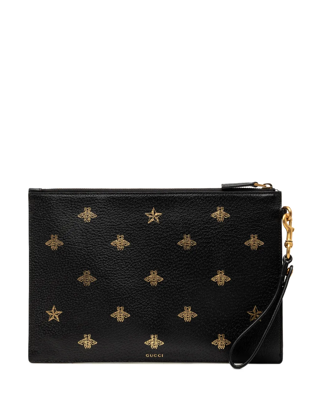 Gucci Pre-Owned 2000-2015 Leather Bee Star clutch bag - Nero