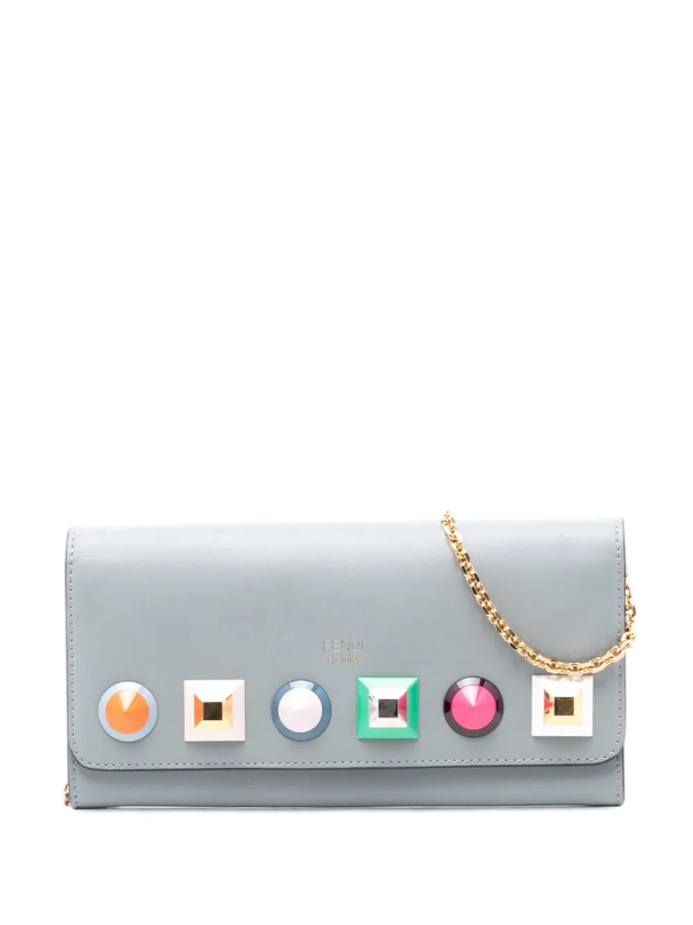 Fendi Pre-Owned 2000-2010 Studded Leather Wallet on Chain crossbody bag - Grigio
