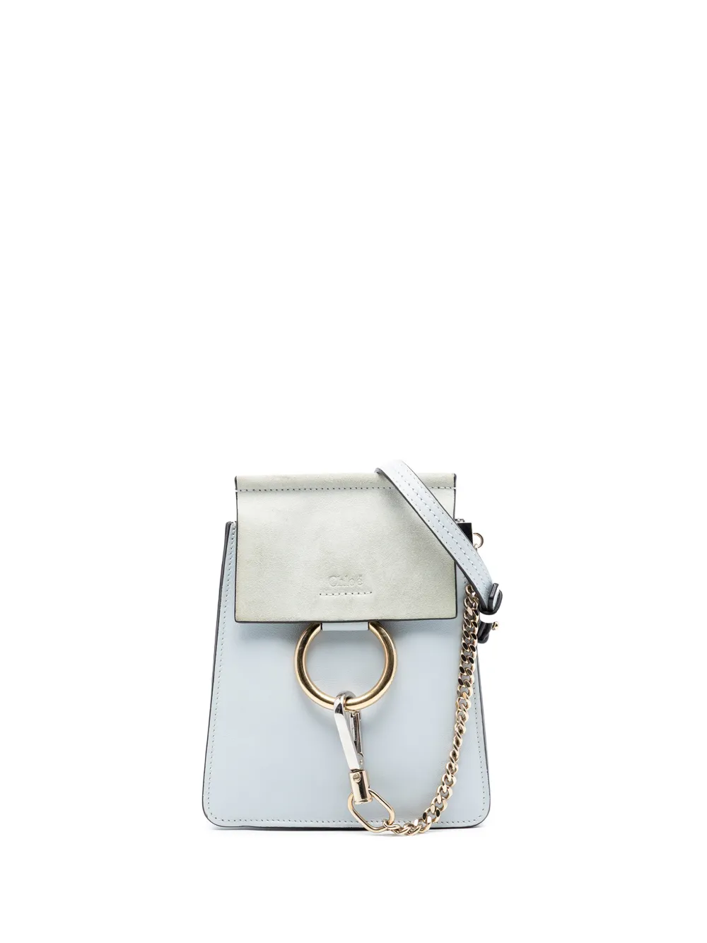 Chloé Pre-Owned 2019 Mini Calfskin and Suede Faye Bracelet Bag satchel - Blu