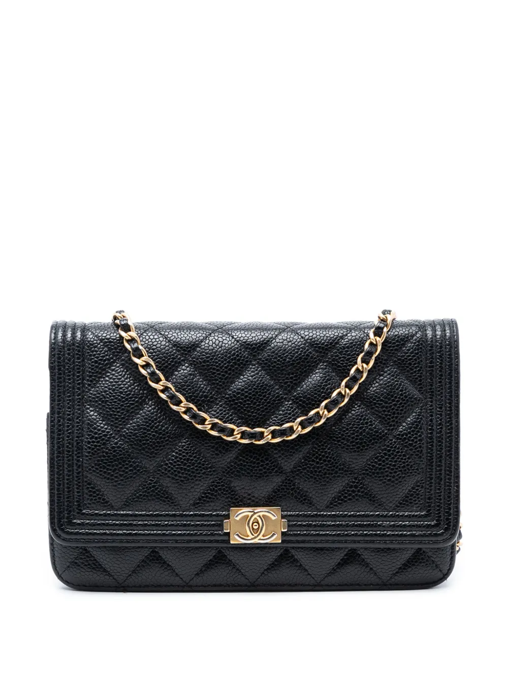 CHANEL Pre-Owned 2016-2017 Quilted Caviar Boy Wallet on Chain crossbody bag - Nero