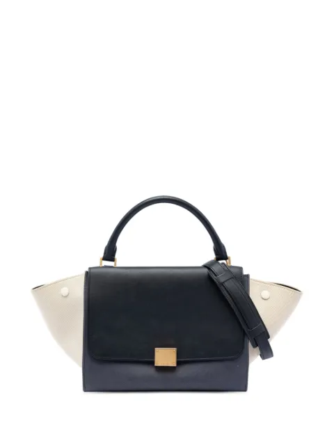Celine Pre-Owned 2014 Small Tricolor Canvas and Calfskin Trapeze satchel