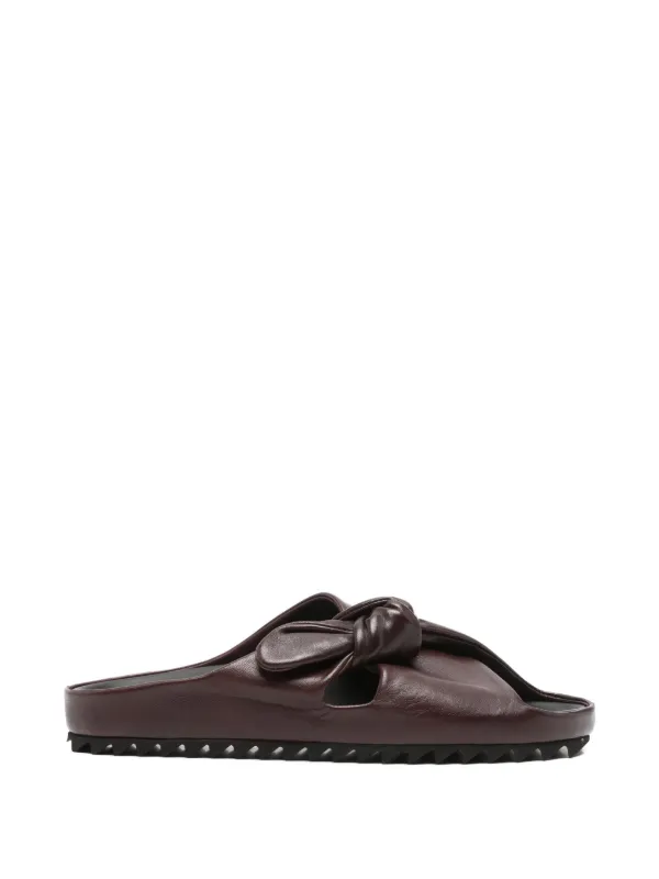 Officine Creative Pelagie Knotted Leather Mules in Brown