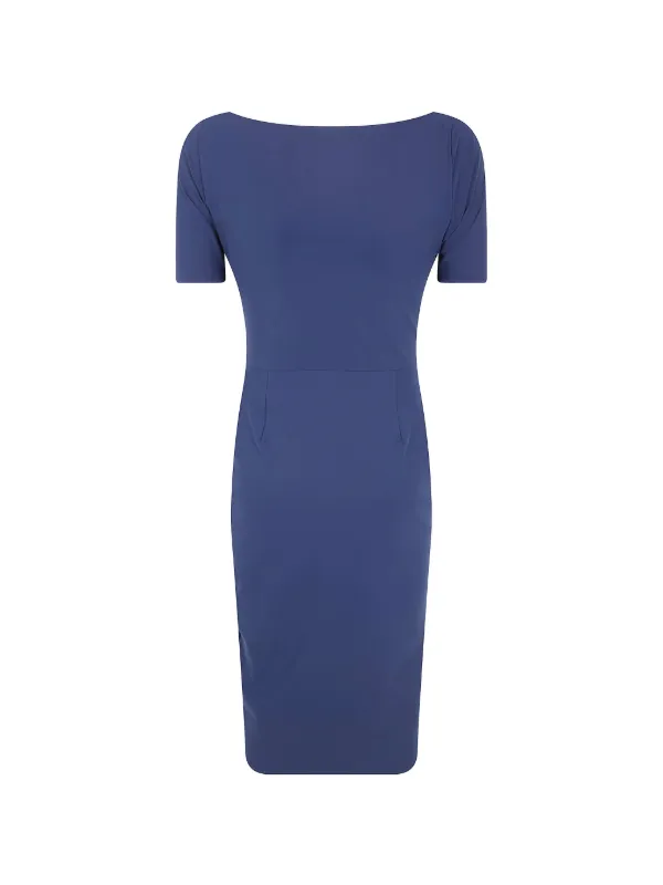chiara boni blue dress La Petite Robe Ruched wrap-design Midi | campaign_us-graduation Black Linen Look Button Size:28/30 Neck Long sleeves Pulls