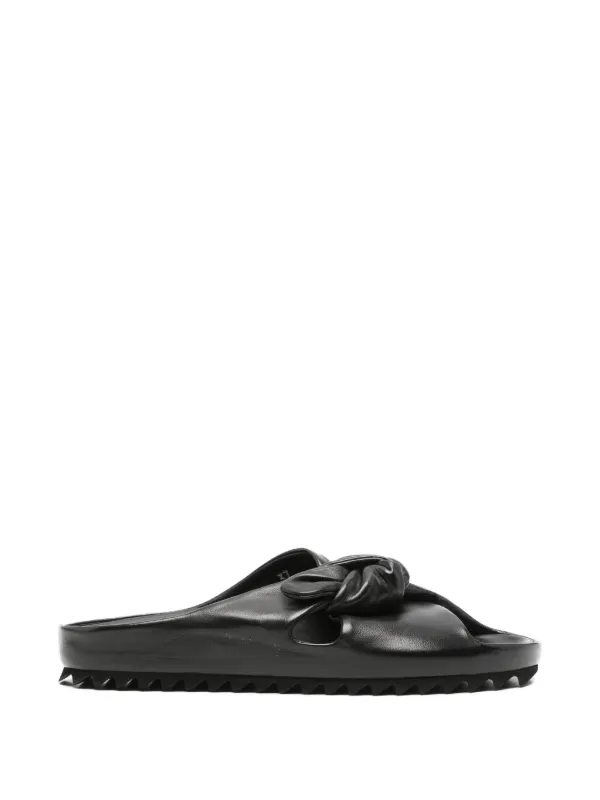 Officine Creative Pelagie Knotted Leather Mules in Black