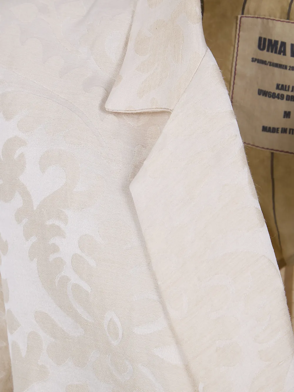 Uma Wang Linnen jack met damask-patroon Beige