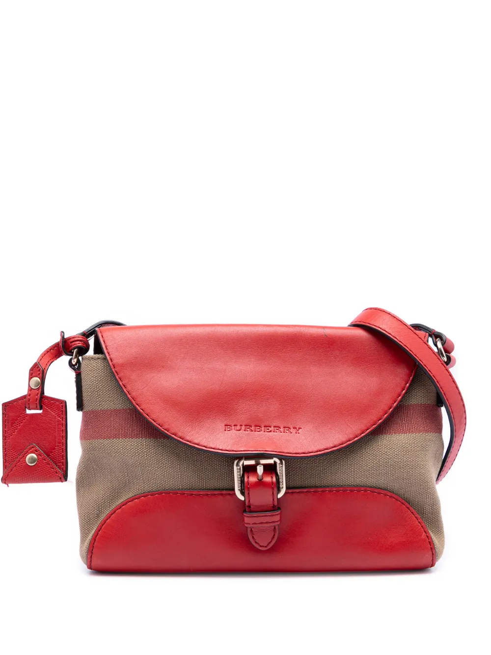 Burberry Pre-Owned 2000-2017 Leather and House Check Canvas Henham crossbody bag - Marrone