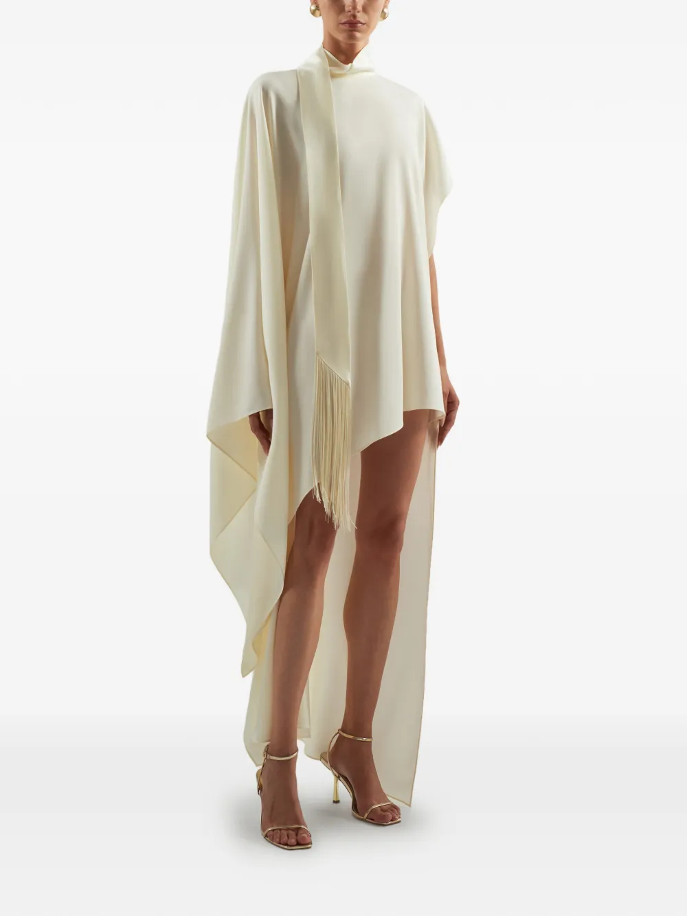 Taller Marmo California mini-jurk met franje en sjaal Beige