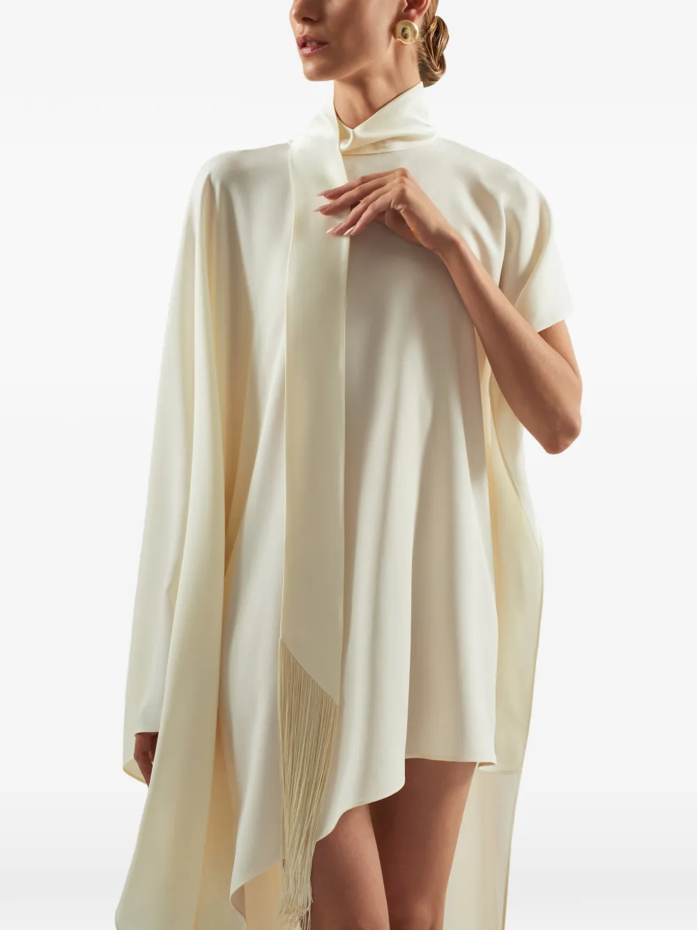Taller Marmo California mini-jurk met franje en sjaal Beige