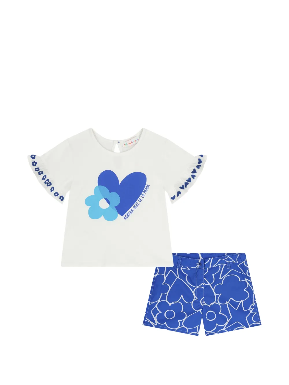 AGATHA RUIZ DE LA PRADA Set con shorts Flower and Heart - Bianco