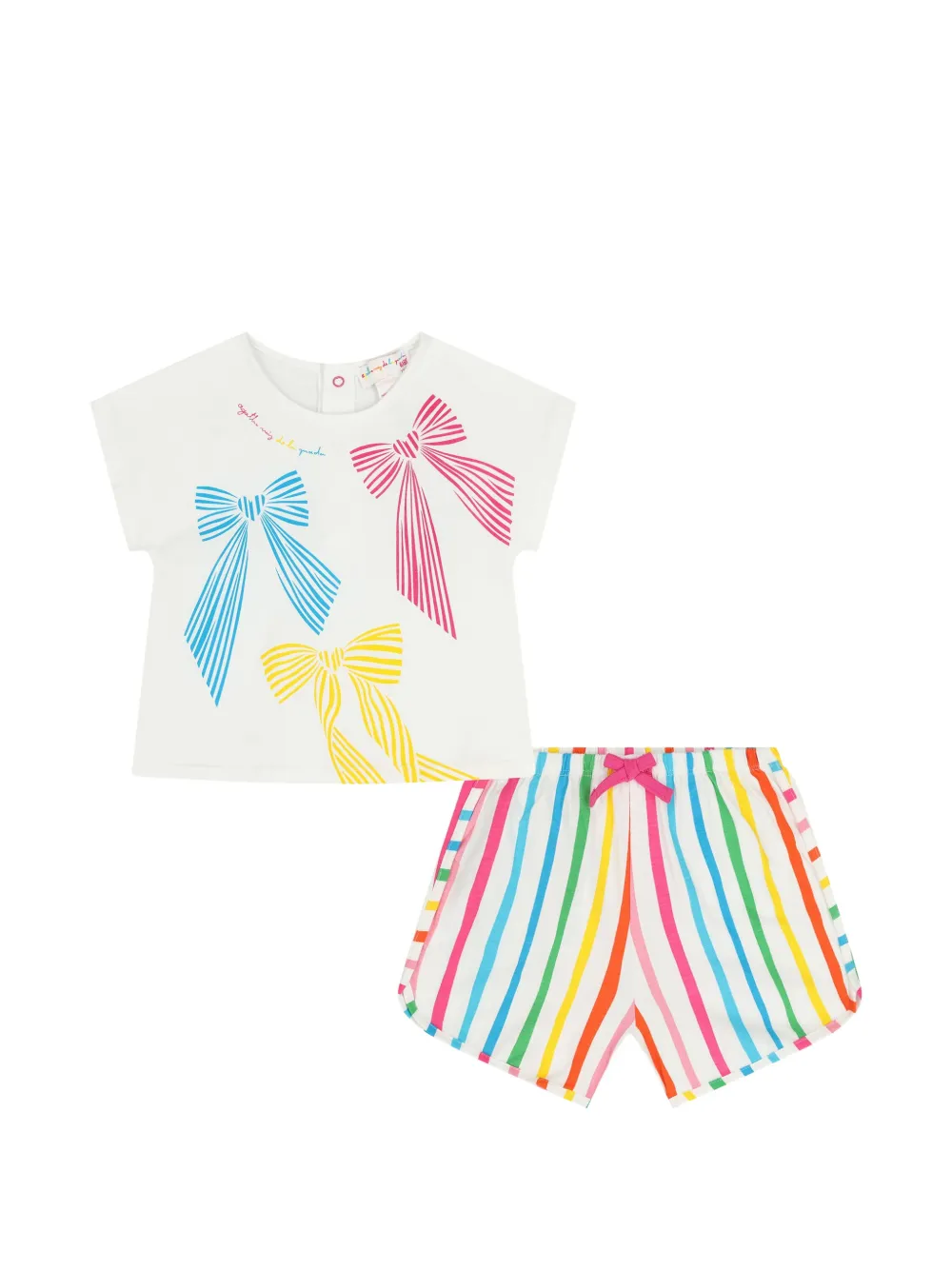 AGATHA RUIZ DE LA PRADA Set T-shirt e shorts a righe - Bianco