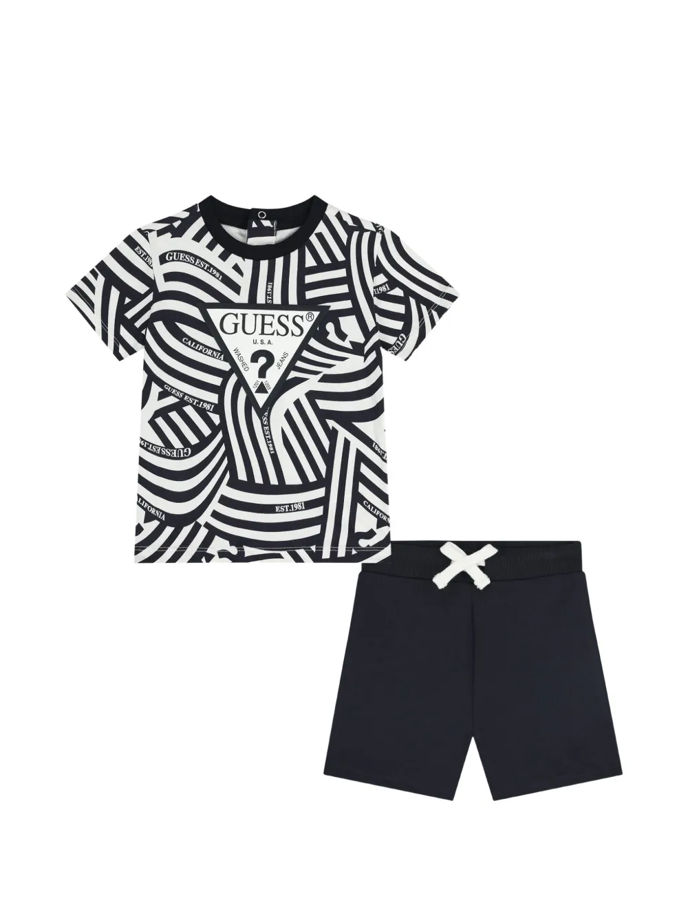 GUESS USA Set T-shirt e shorts con stampa - Nero
