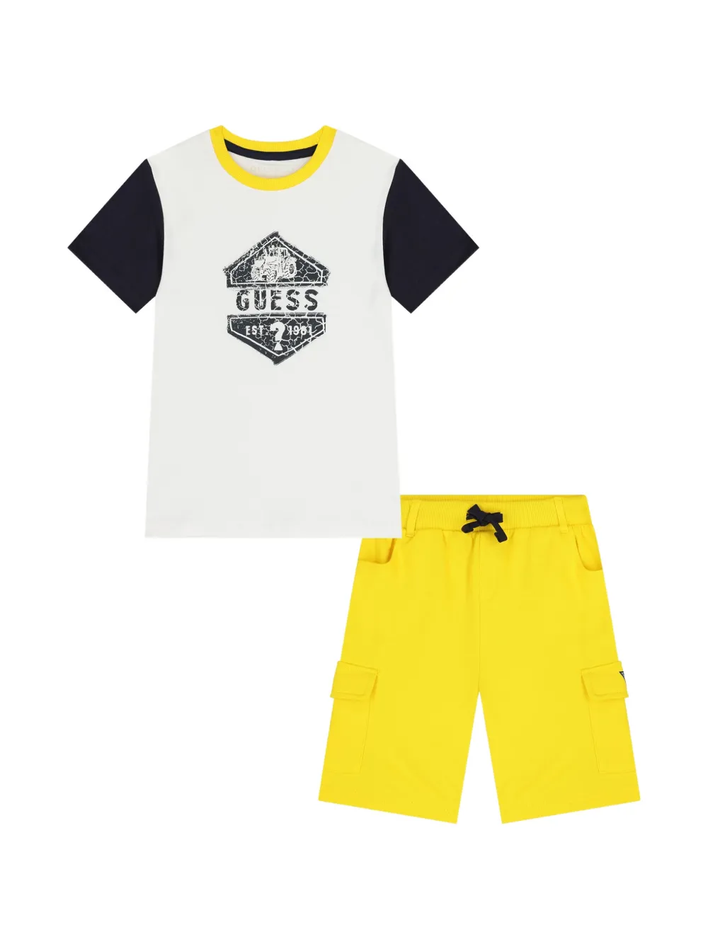 guess kids drawstring cargo shorts set - Giallo