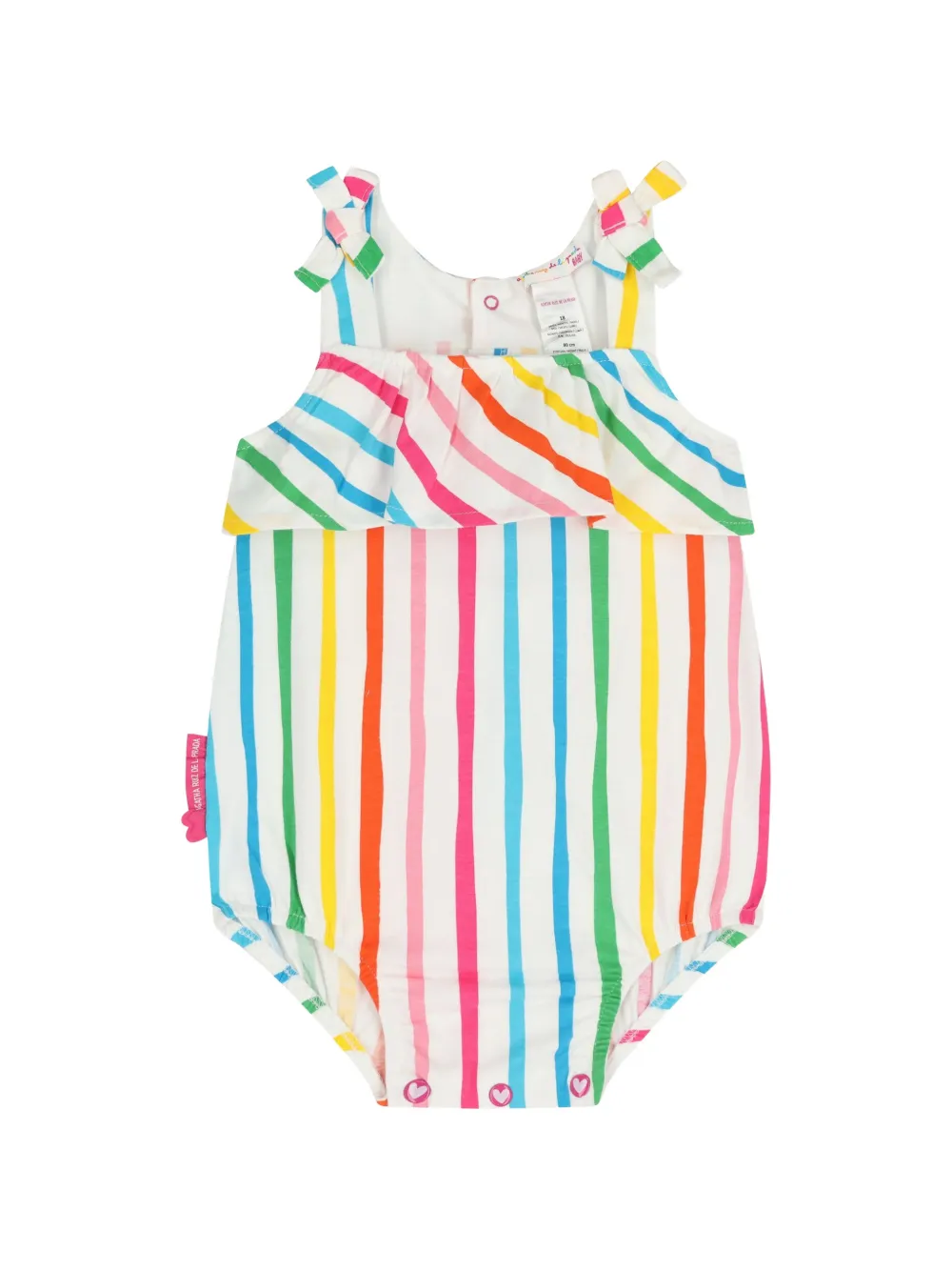 AGATHA RUIZ DE LA PRADA Tutina a righe con ruches - Bianco