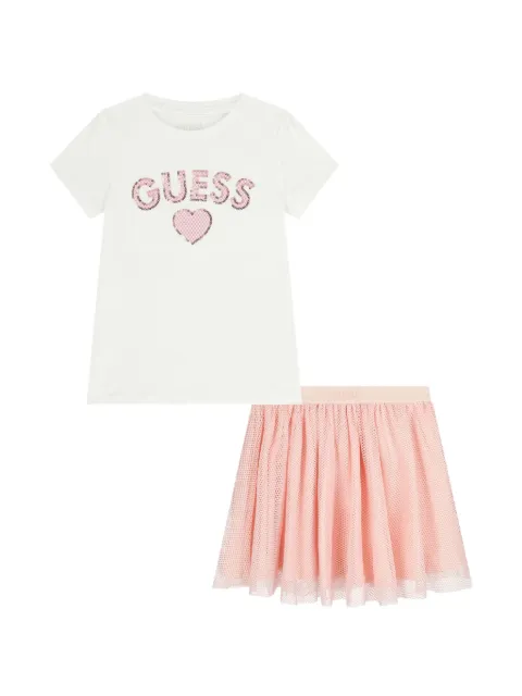 GUESS USA logo mesh skirt set