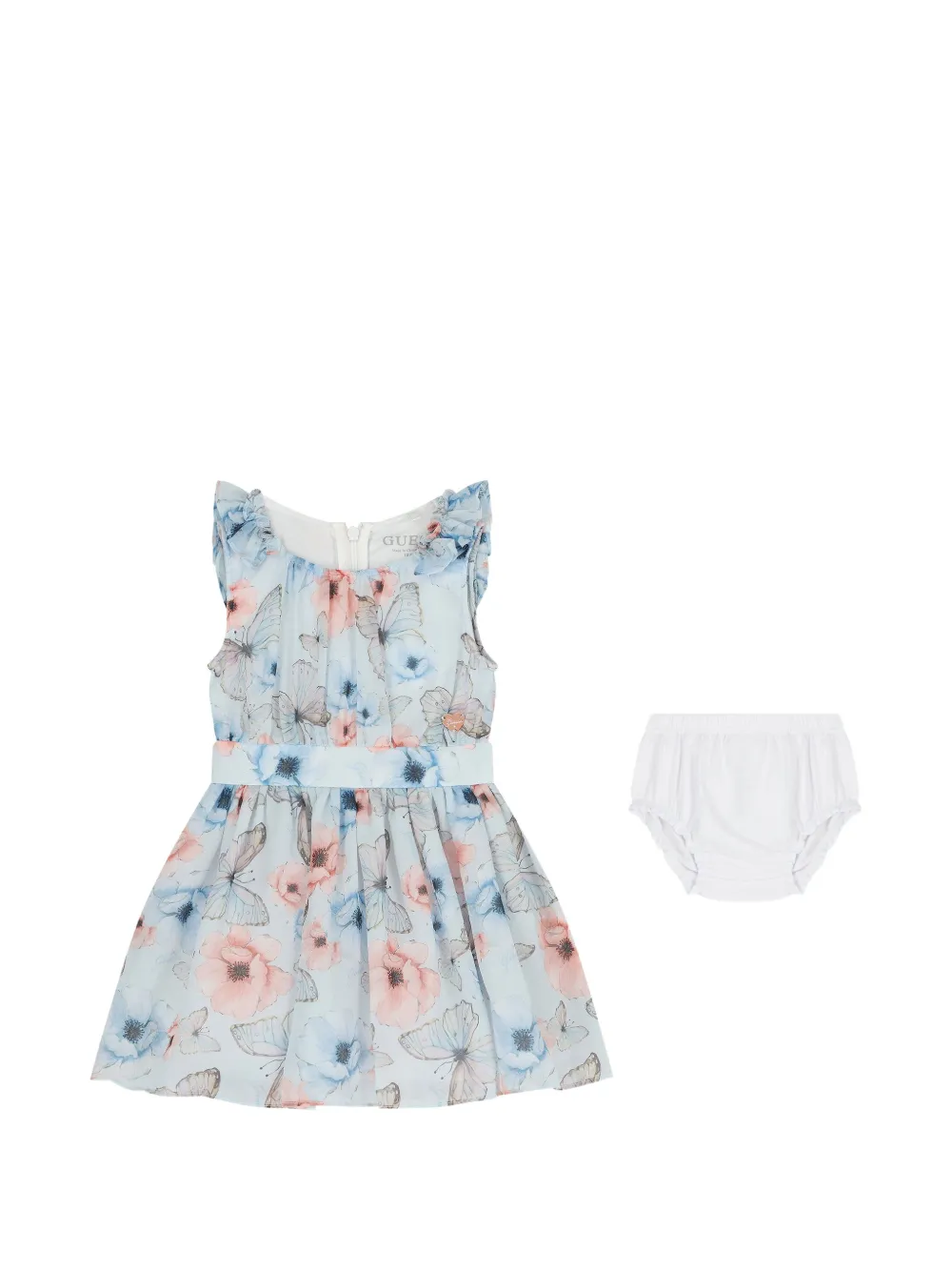 GUESS USA ruffled floral print dress set - Blue