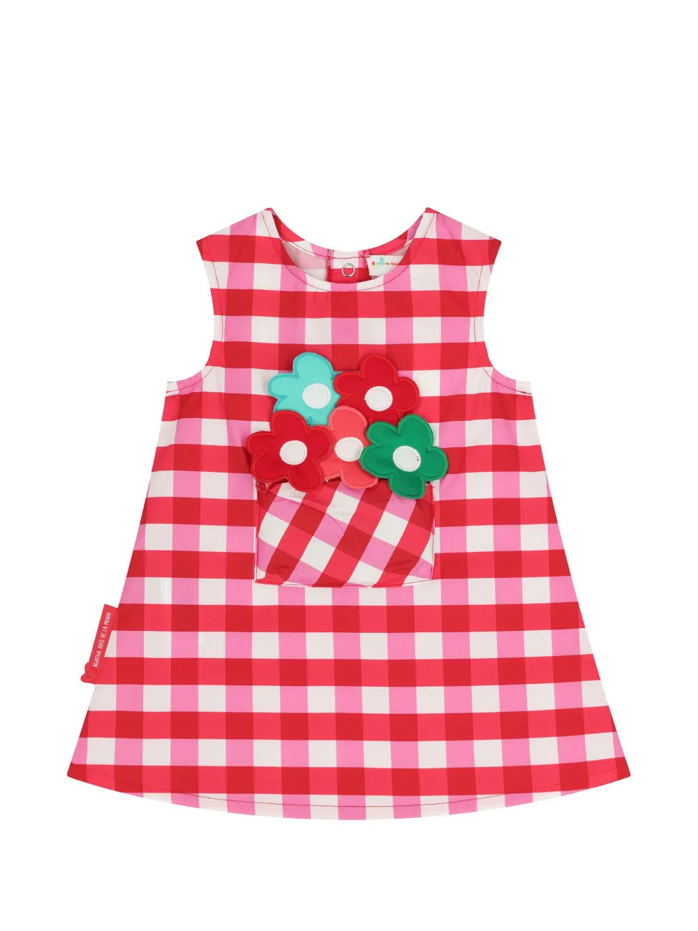 AGATHA RUIZ DE LA PRADA Abito a quadretti con applicazione a fiore - Rosso