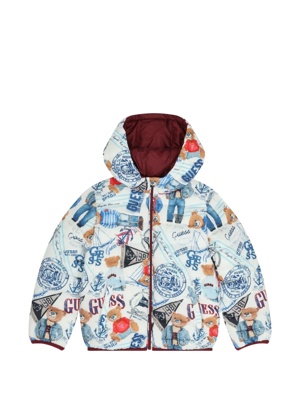GUESS USA hooded print jacket - Bianco