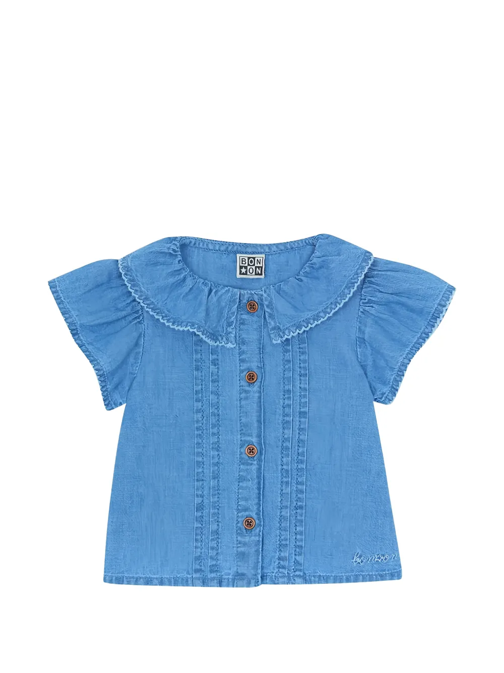 Bonton Nancy ruffled pintuck blouse - Blu
