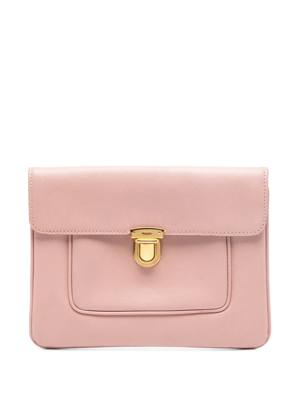 Prada Pre-Owned 2010-2026 Saffiano Front Clasp Flap clutch bag - Rosa