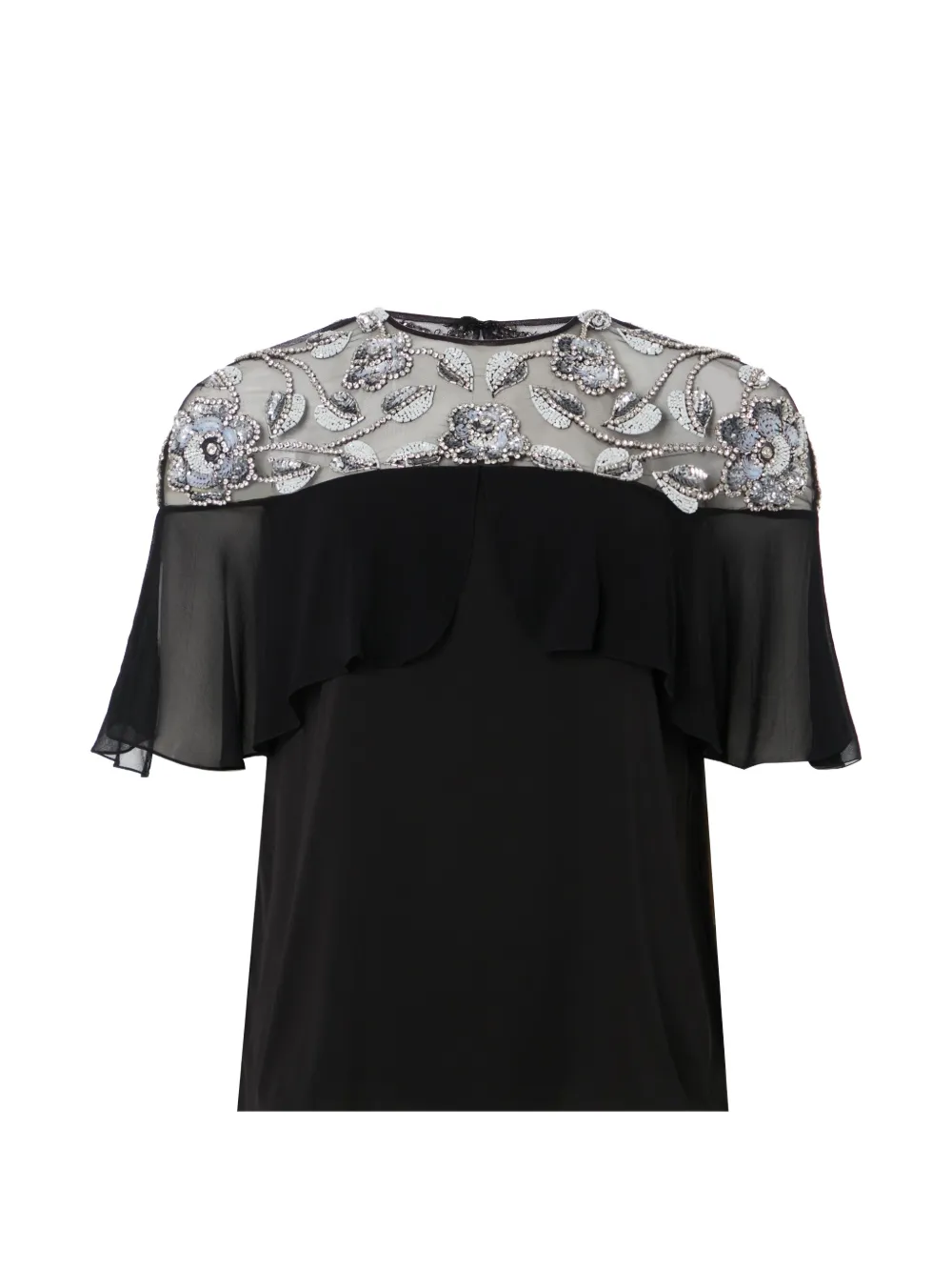 Temperley London Blusa Lana a fiori - Nero