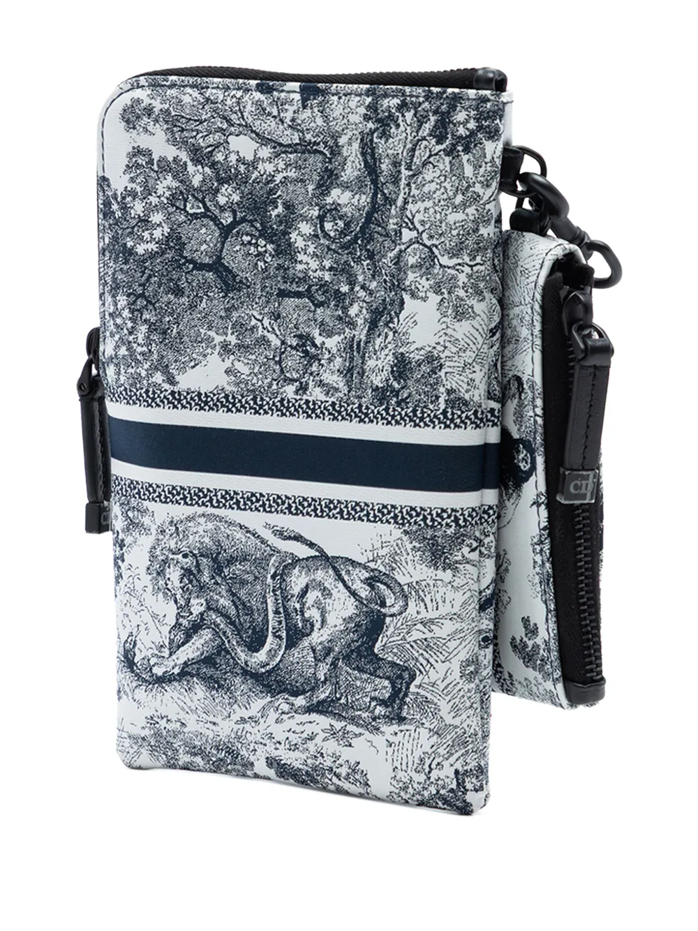  Christian Dior Pre-owned 2021 Technical Fabric Embroidered Toile De Jouy Diortravel Multifunction Pouch Crossbody Bag - Blue 