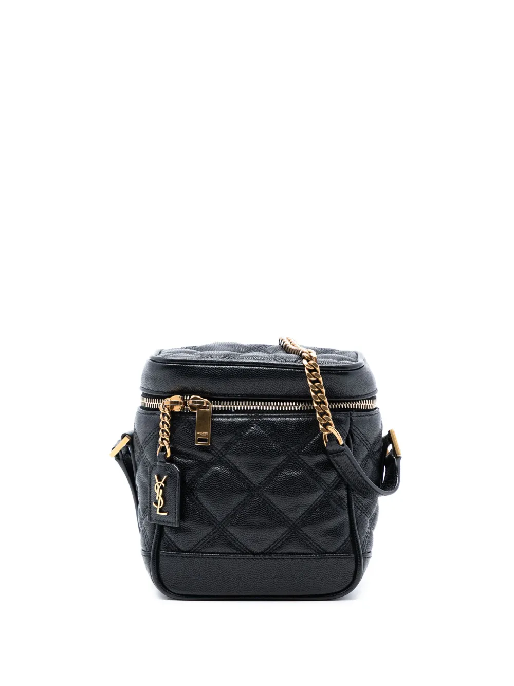 Saint Laurent Pre-Owned 2021 Grain de Poudre Quilted 80s vanity bag - Nero