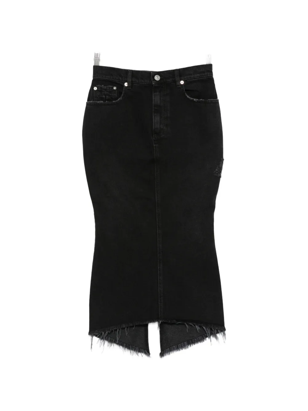 Matières Fécales distressed frayed midi skirt - Schwarz