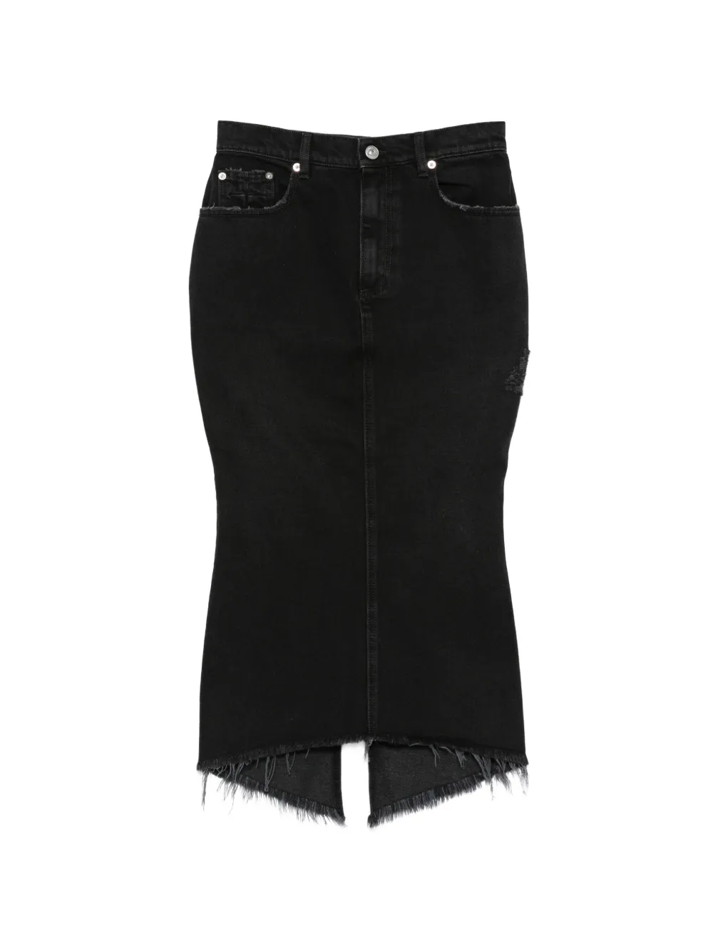 Matières Fécales distressed frayed midi skirt - Nero