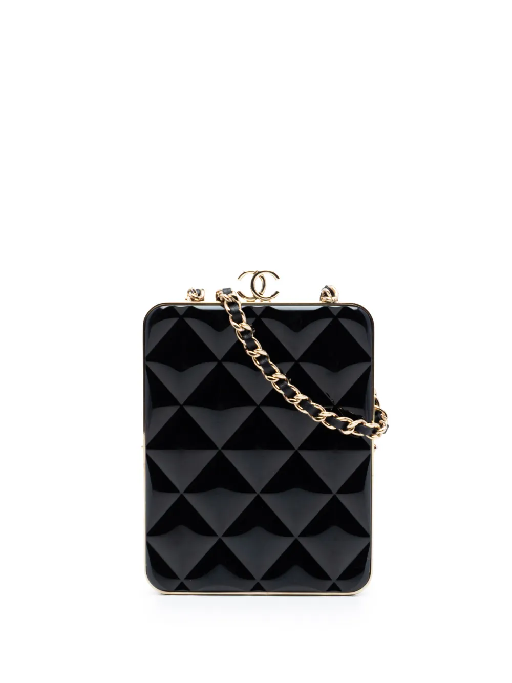 CHANEL Pre-Owned 2021 CC Quilted Acrylic and Lambskin Evening Clutch With Chain crossbody bag – Black