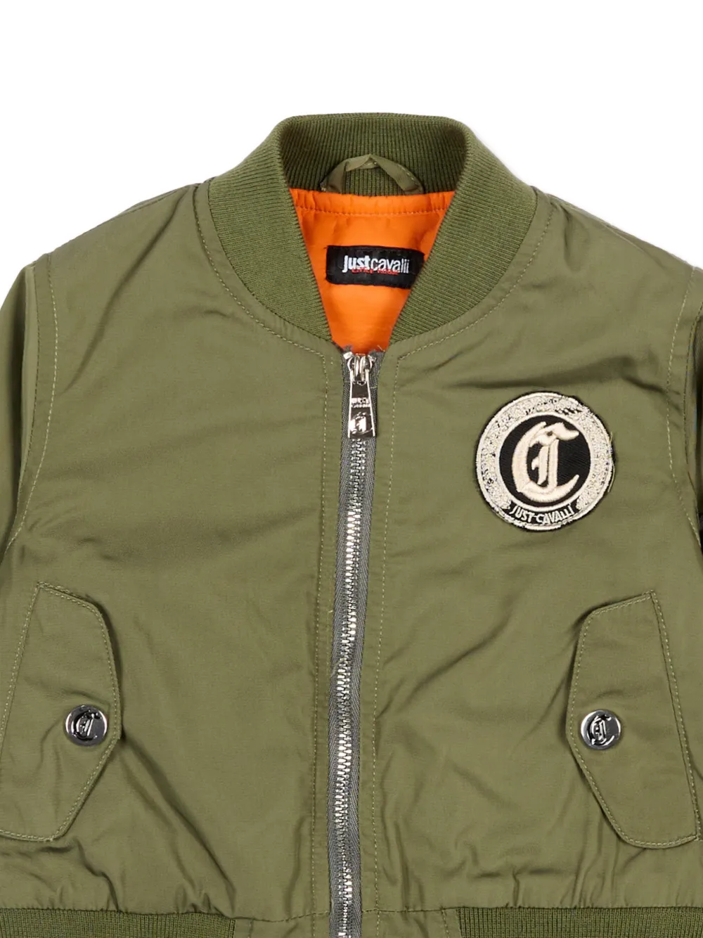  Just Cavalli Kids Logo-appliqué Bomber Jacket - Green 