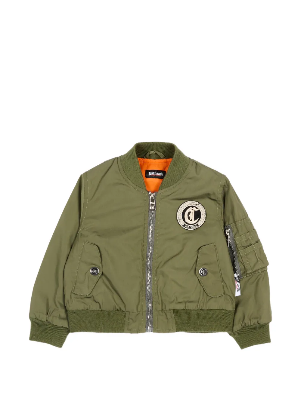 Just Cavalli Kids logo-appliqué bomber jacket - Verde