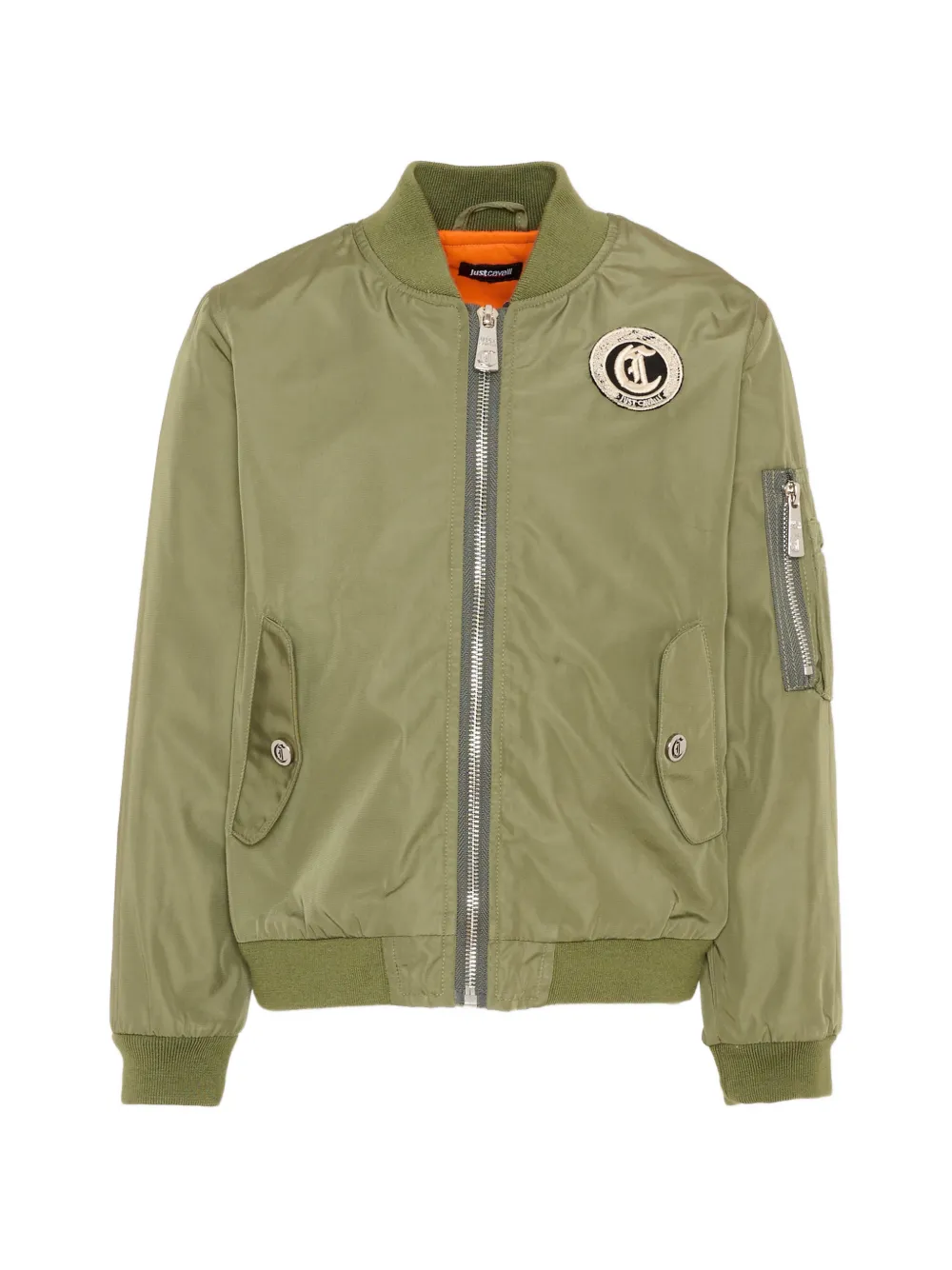 Just Cavalli Kids embroidered zip-up bomber jacket - Grün