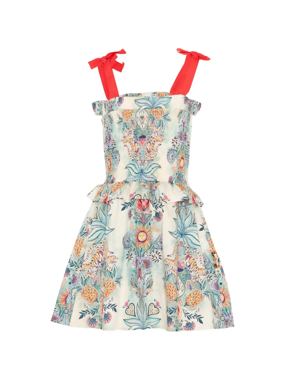 Just Cavalli Kids floral-print ruffled mini dress - Neutrals