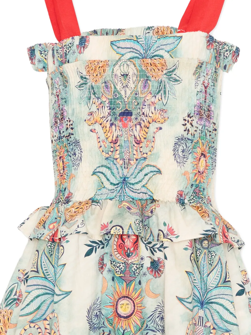 Just Cavalli Kids Mini-jurk met bloemenprint en ruches Beige