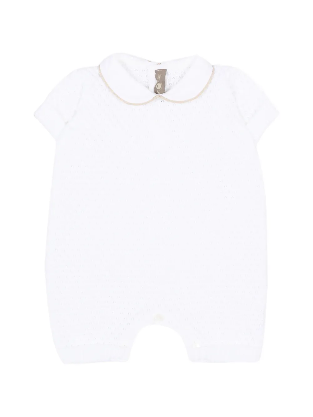 Little Bear contrast-trim romper - Bianco
