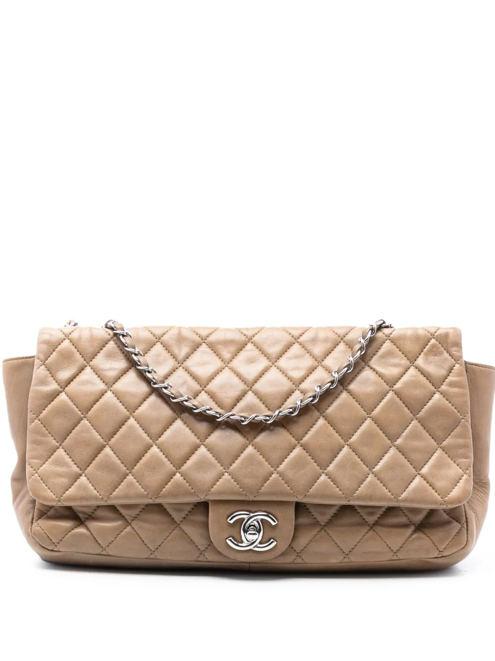 CHANEL Pre-Owned 2009-2010 Jumbo Quilted Lambskin Coco Rain Flap shoulder bag - Marrone