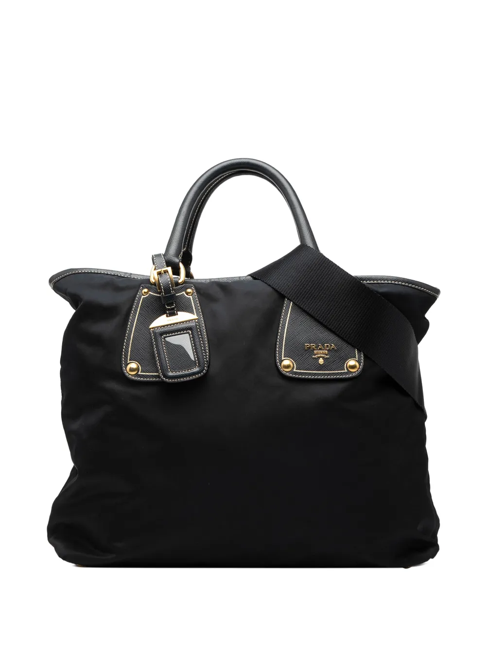 Prada Pre-Owned 2000-2013 Saffiano Trimmed Tessuto satchel - Nero