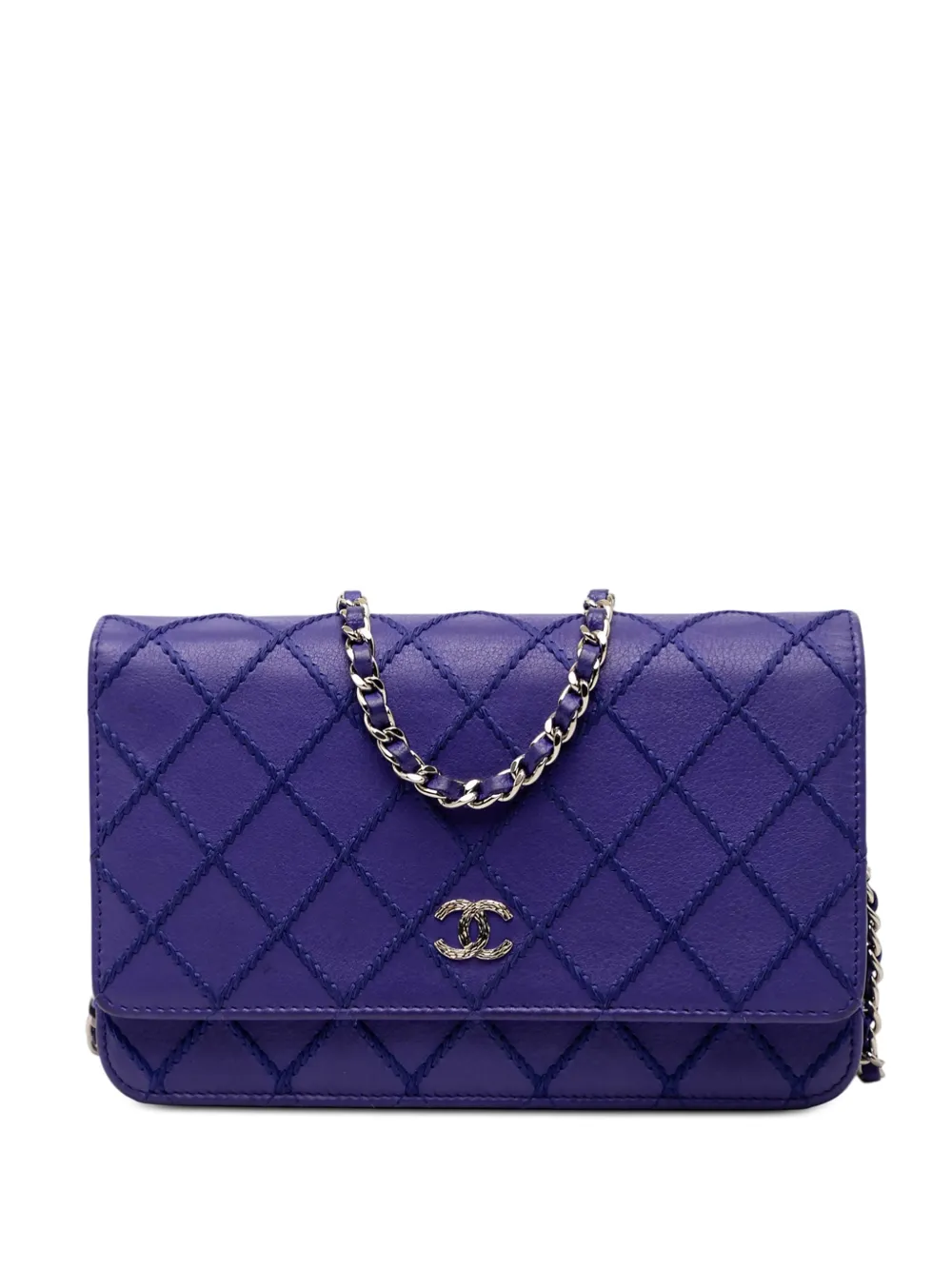 CHANEL Pre-Owned 2014 CC Quilted Calfskin Fancy Wallet On Chain crossbody bag - Blu
