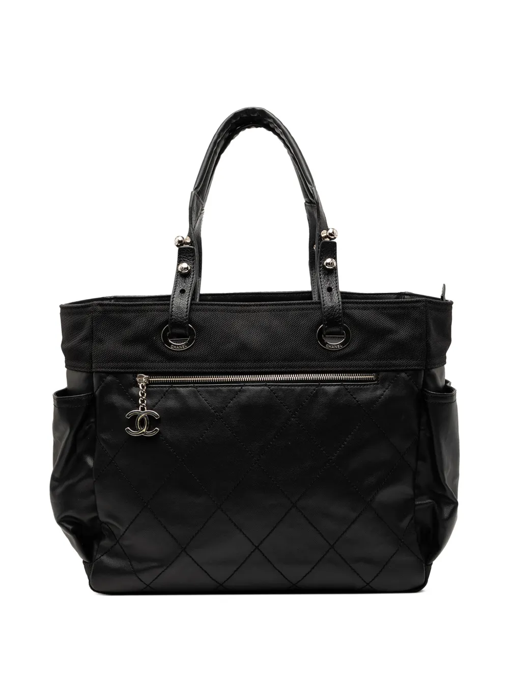 CHANEL Pre-Owned 2008-2009 Large Quilted Coated Canvas Paris Biarritz tote bag - Schwarz