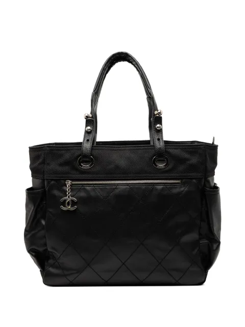 CHANEL Pre-Owned 2008-2009 Large Quilted Coated Canvas Paris Biarritz tote bag
